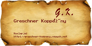 Greschner Koppány névjegykártya